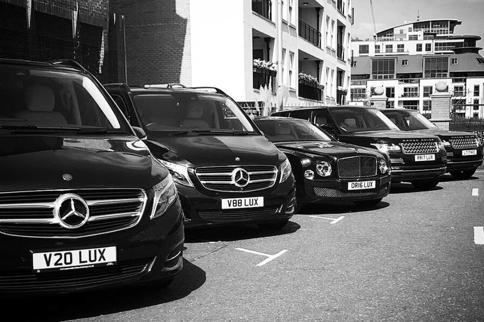 Fleet of luxury wedding cars