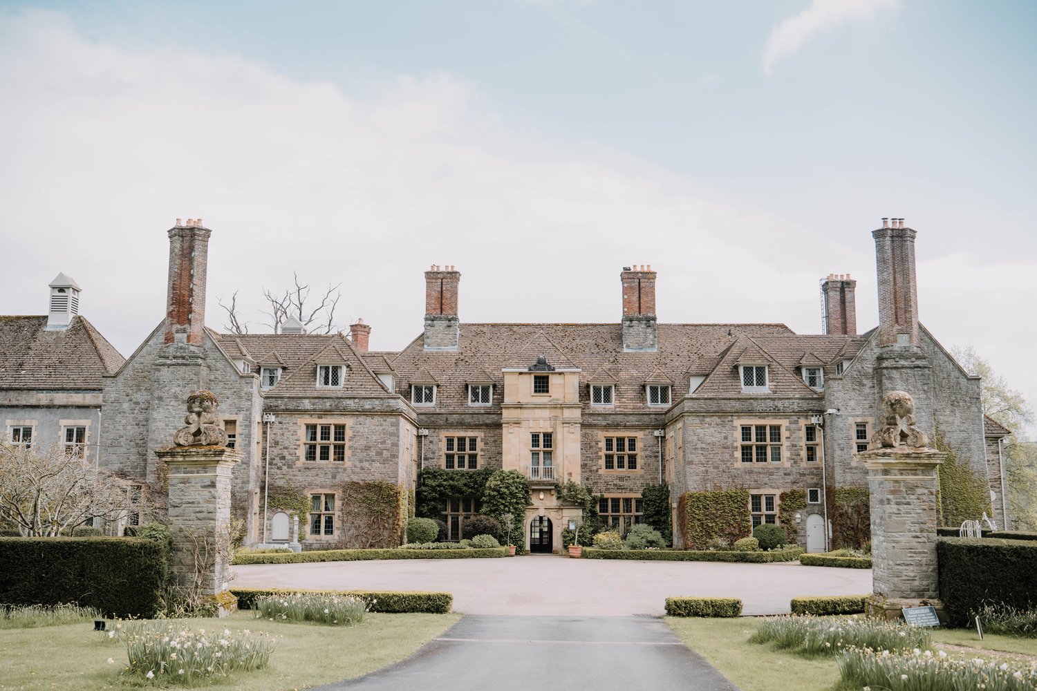Outside of a wedding hall with period features 